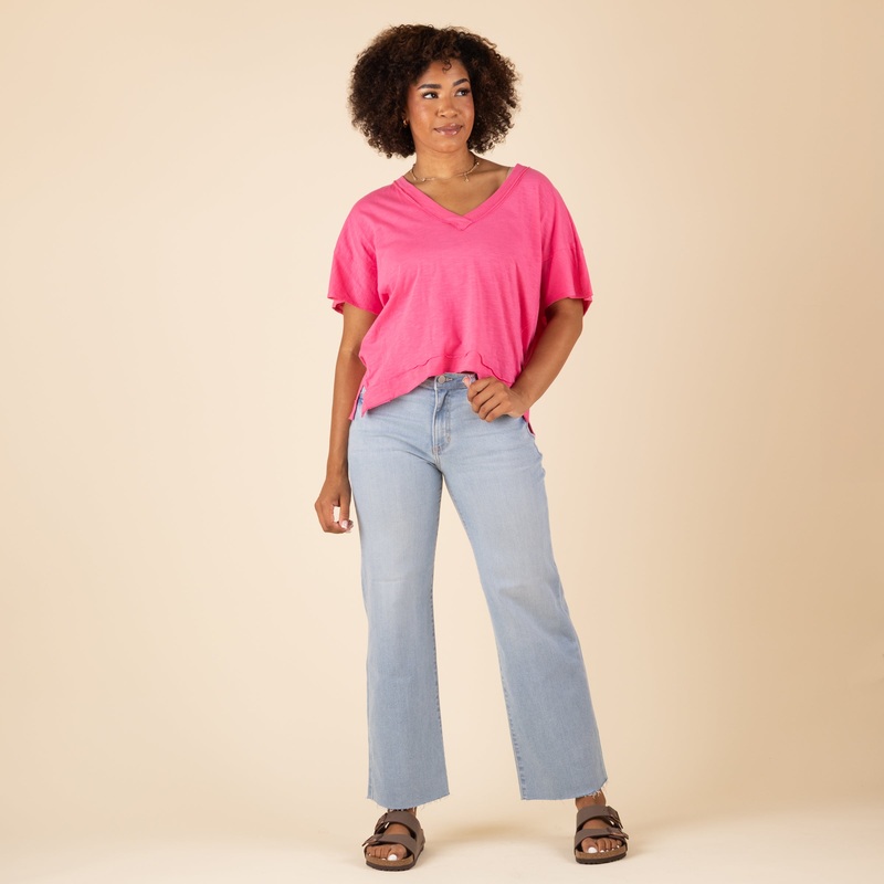 Slim Palazzo Jeans in Light Wash
