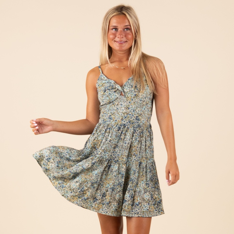 Twist Ditsy Sleeveless Dress|S|M|L|XL