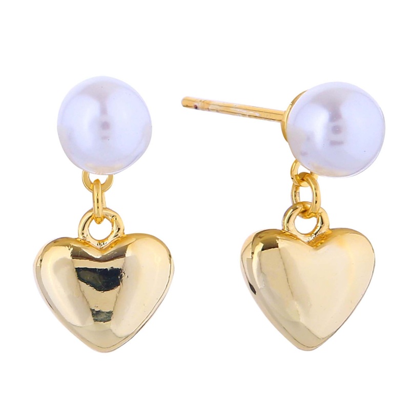 Pearl and Heart Drop Earrings