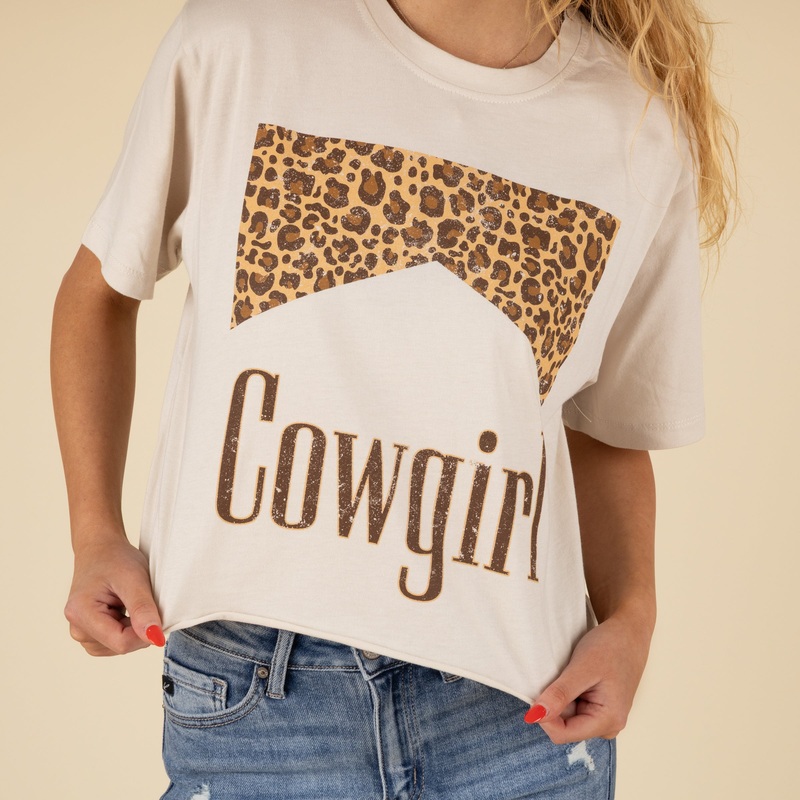 Cheetah Cowgirl Crop Short Sleeve Crop T-Shirt