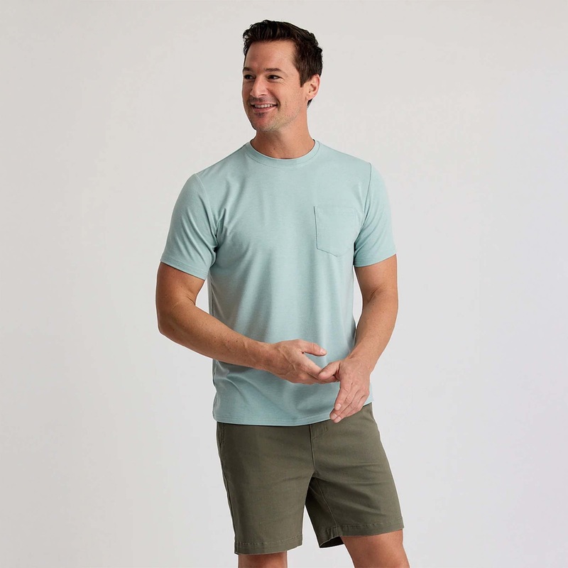 Flex Pocket Short Sleeve T-Shirt in Heather Ocean Mist