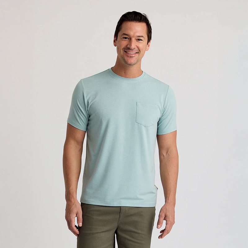 Flex Pocket Short Sleeve T-Shirt in Heather Ocean Mist