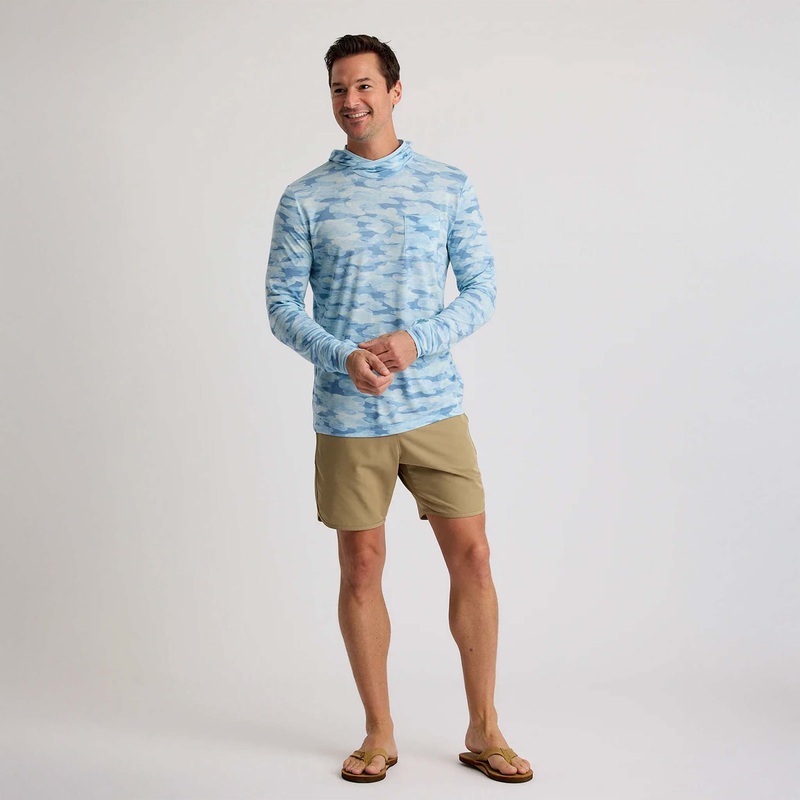 Long Sleeve Lightweight Hoodie in Seasmoke Blue Camo