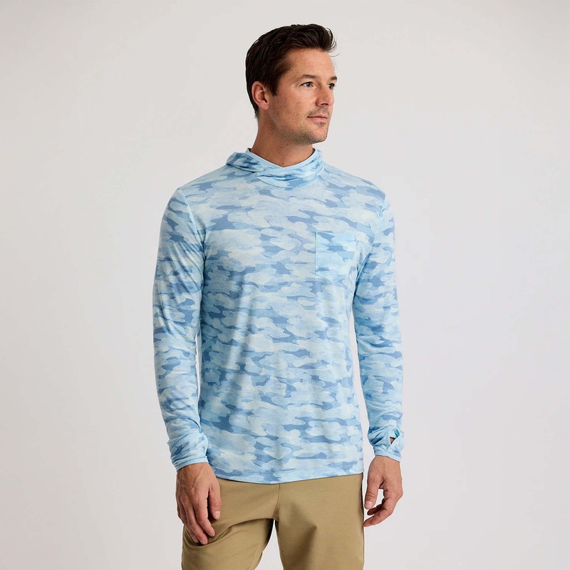 Long Sleeve Lightweight Hoodie in Seasmoke Blue Camo