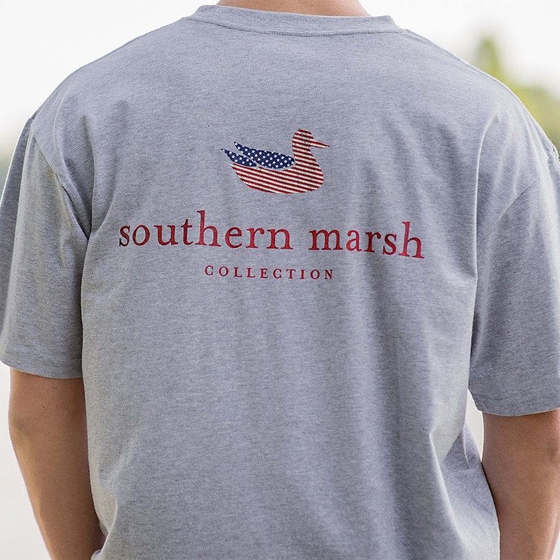 Authentic Flag Short Sleeve T-Shirt in Light Grey