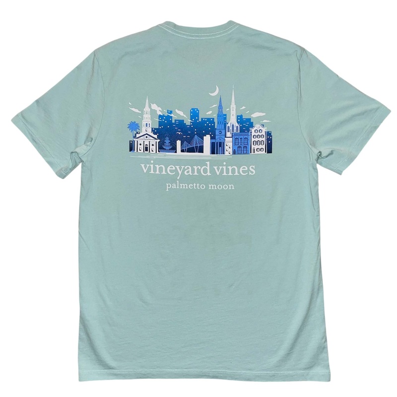 Charleston Skyline Short Sleeve T-Shirt In Aqua Haze