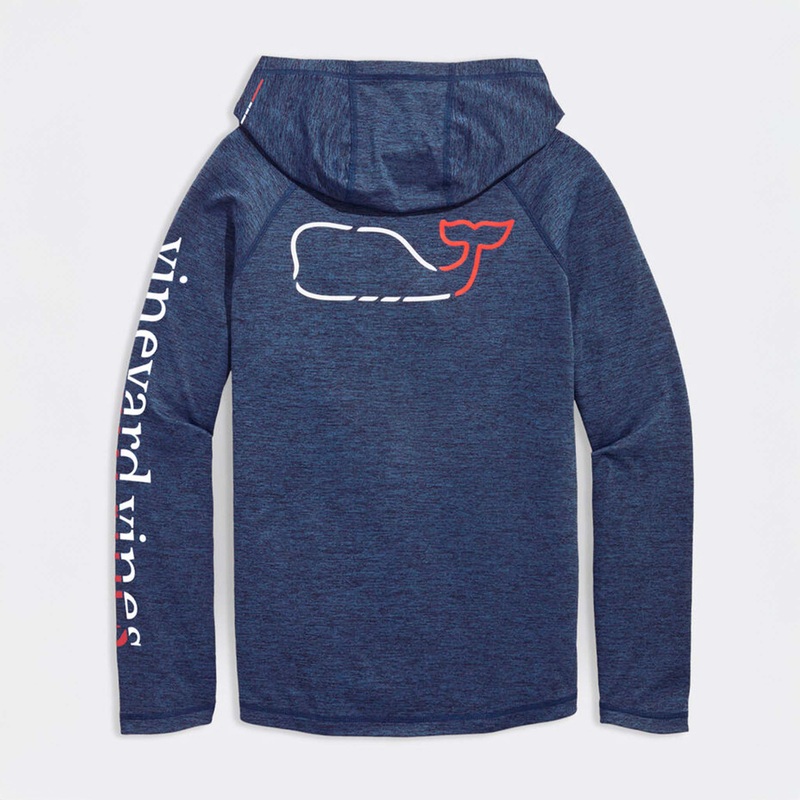 On The Go Whale Outline Long Sleeve Harbor Performance Hoodie