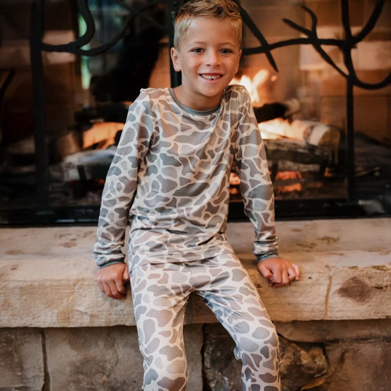 Youth Pajama Set in Classic Deer Camo