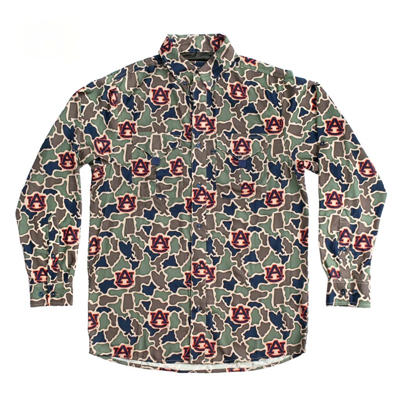 Auburn Camo Frio Tech Series Long Sleeve Fishing Shirt