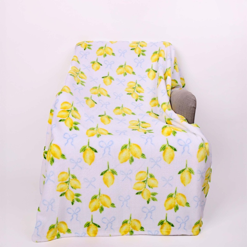 Lemon Bow Printed Fleece Blanket
