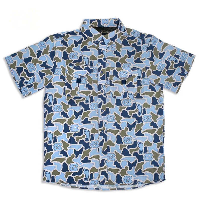 UNC Camo Frio Tech Series Short Sleeve Fishing Shirt