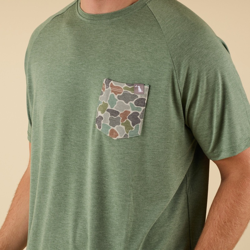 Heather Blend Crewneck Short Sleeve T-Shirt in Pine