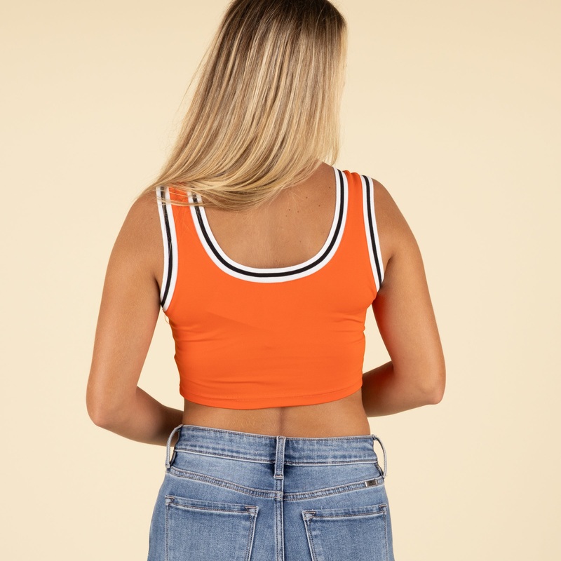 Clemson Jump Shot Cropped Tank in Orange