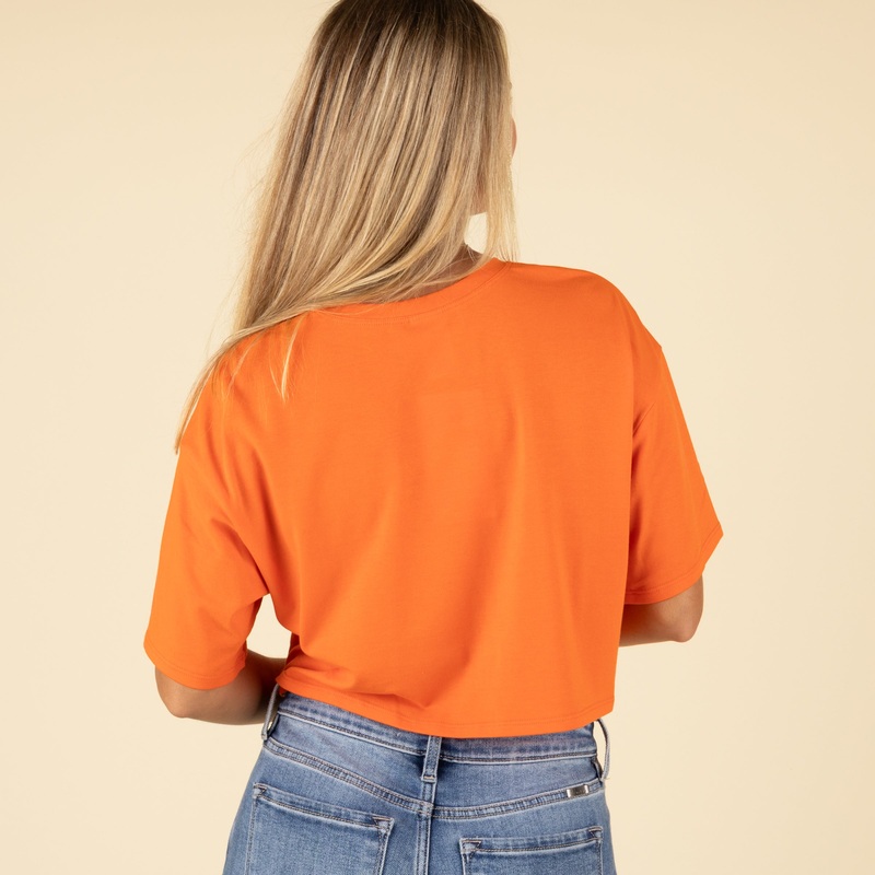 Clemson Boxy Crop Tee in Orange