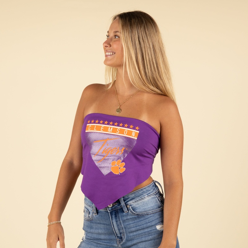 Clemson Tie-Back Bandeau Top