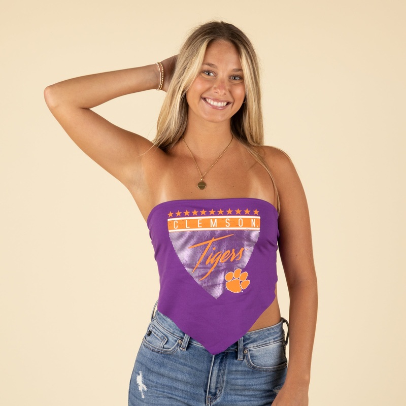 Clemson Tie-Back Bandeau Top