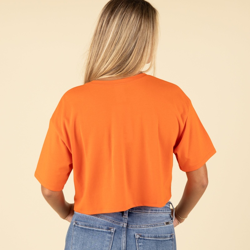 Florida Boxy Crop Tee in Orange