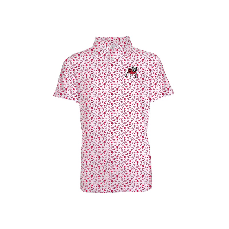Toddler UGA Scattered Print Polo in Red