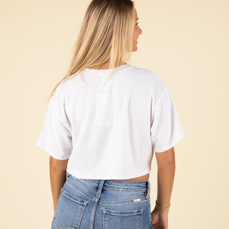 UK Boxy Crop Tee in White|XS|S|M|L|XL
