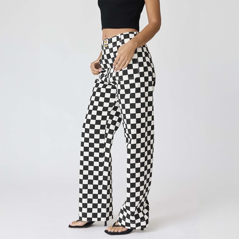 Women’s Black Checkered Pants|S|M|L