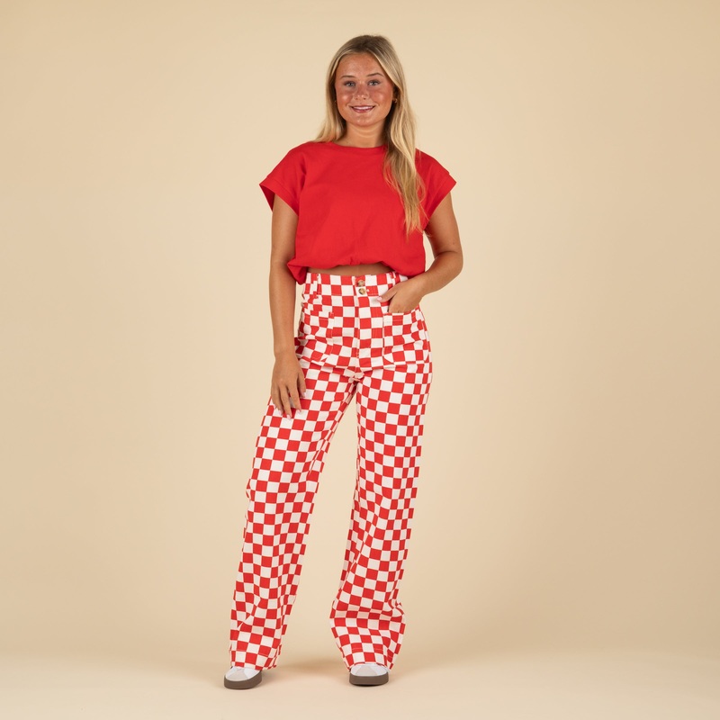 Women’s Red Checkered Pants|S|M|L