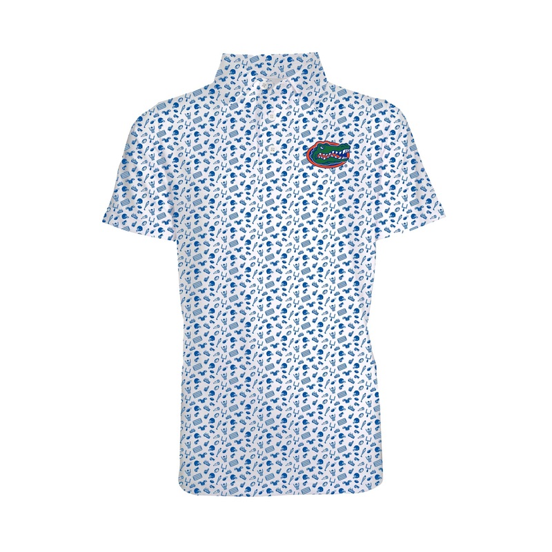 Youth UF Scattered Print Polo in Royal Blue