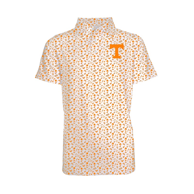 Youth UT Scattered Print Polo in Orange
