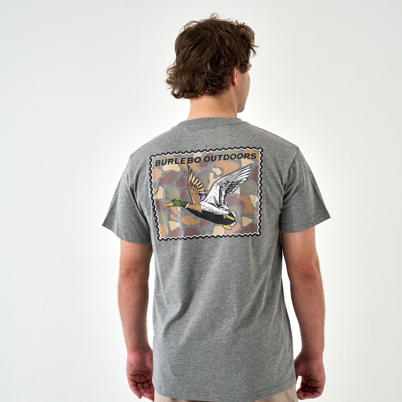 Mallard Duck Stamp Short Sleeve T-Shirt in Dark Heather Grey