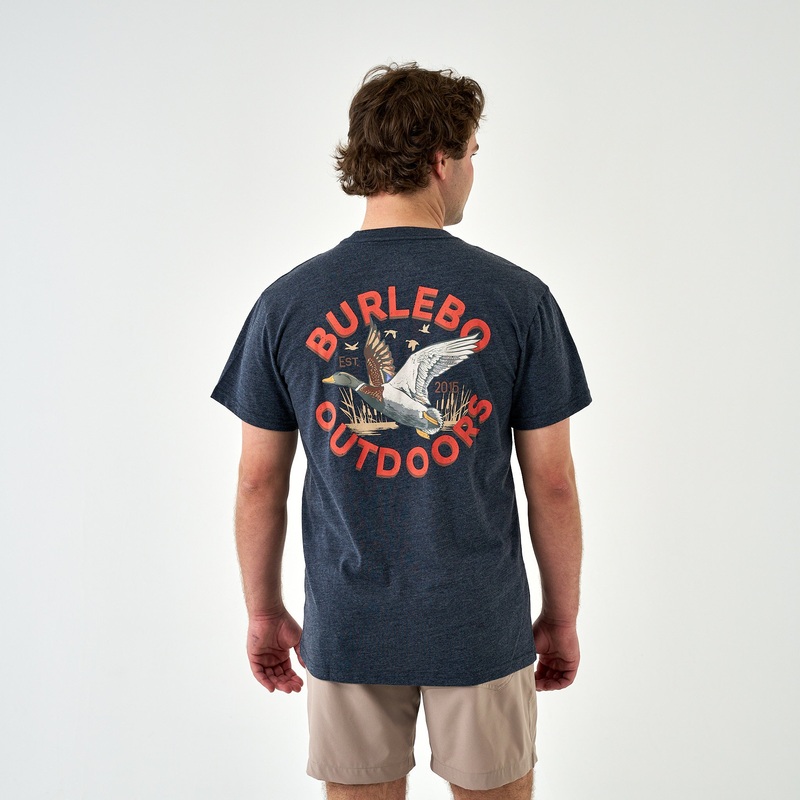 Old School Duck Hunt Short Sleeve T-Shirt in Dark Heather Navy