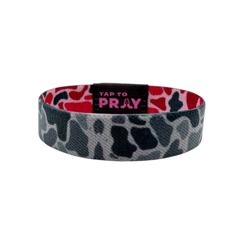 Tap To Pray Wristband in River Rock Camo Pink Ash