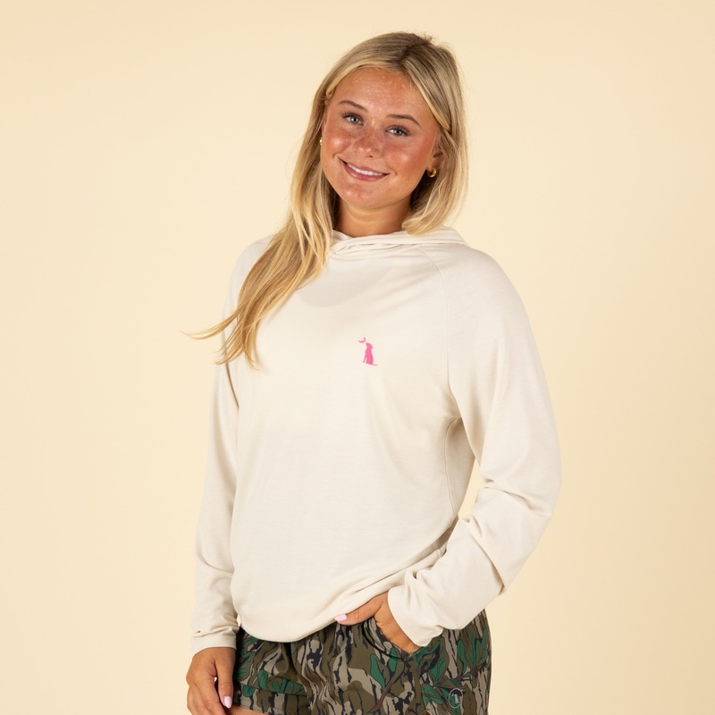 Women’s Heather Blend Hooded T-Shirt in Cream