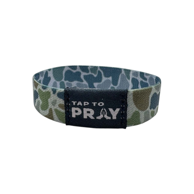 Tap To Pray Wristband in River Rock Camo Moss Slate