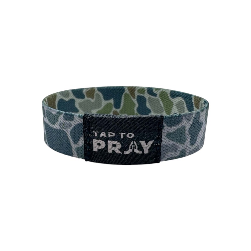 Tap To Pray Wristband in River Rock Camo Moss Slate