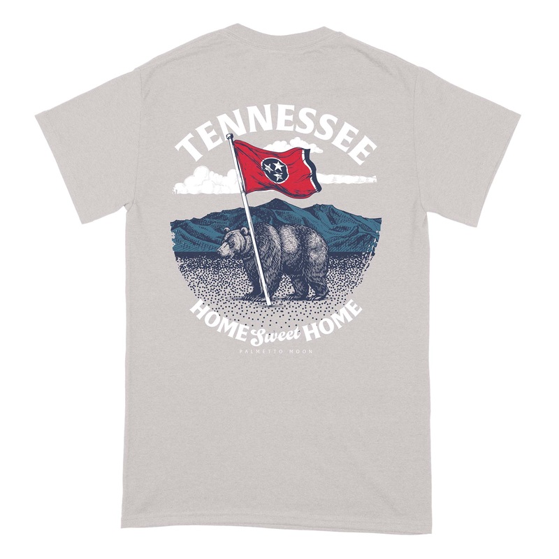 Tri-Star Bear Short Sleeve T-Shirt in Ice Grey