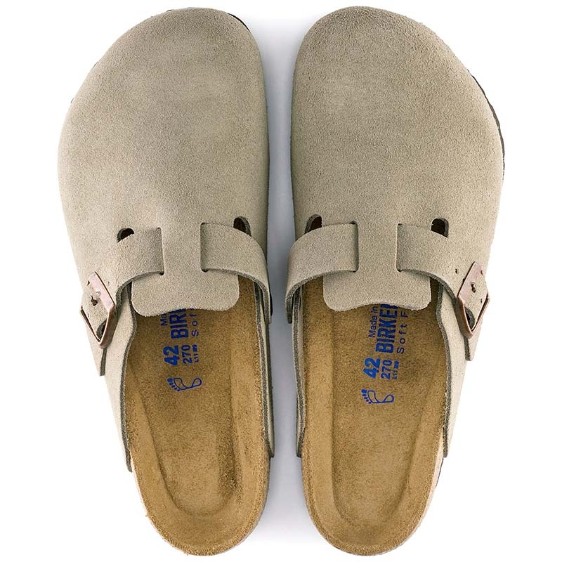 Women’s Boston Suede Leather Soft Footbed Slip On Shoes in Taupe