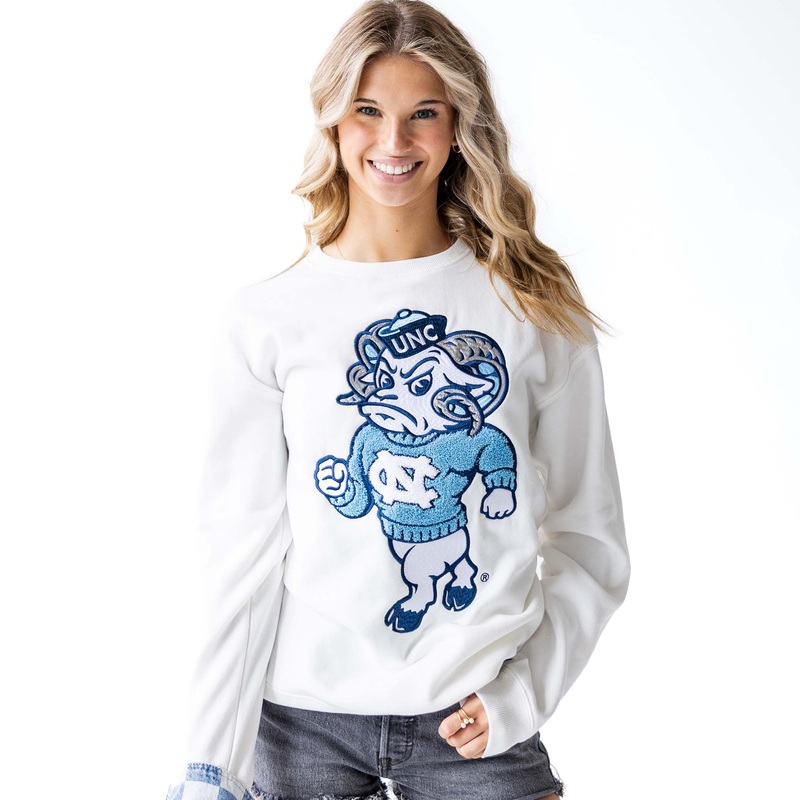 Women’s UNC Mascot Chenille Patch Crewneck Sweatshirt