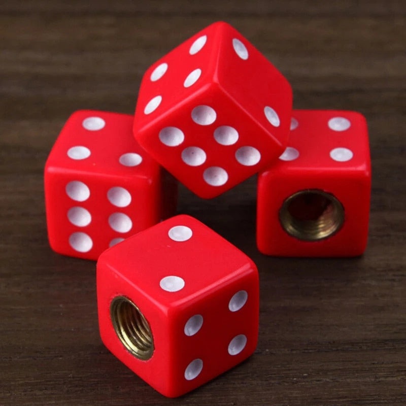 DICE – Valve Stem Caps|RED|WHITE|BLACK|PINK|TRANSLUCENT GREEN|TRANSLUCENT BLUE|TRANSLUCENT RED