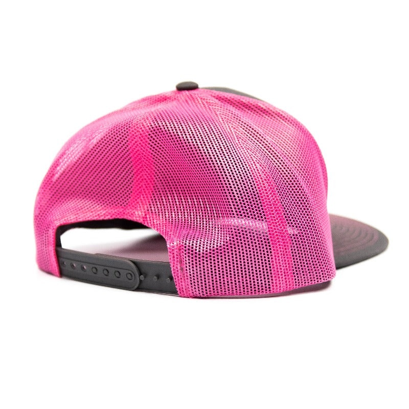 Grey w/ Pink 405 Logo Pink Mesh Snapback Cap