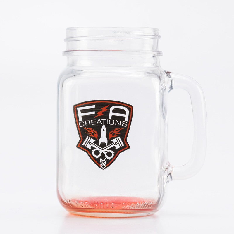 FNA Creations Glass Mason Jar Mug 16oz