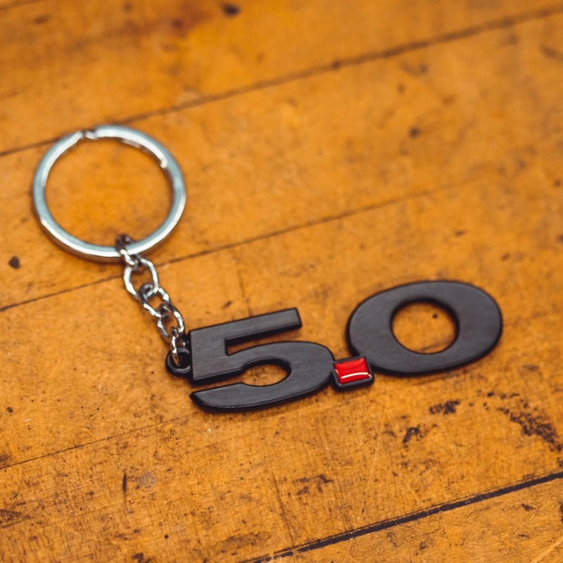 Ford Mustang 5.0 Chrome and Black Keychain