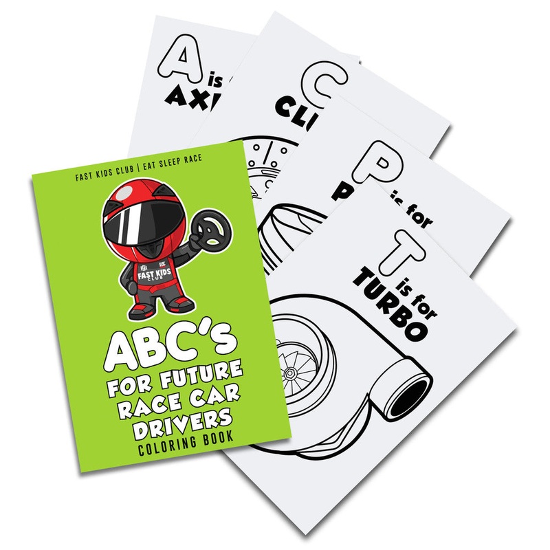 COLORING Book – ABC’s For Future Race Car Drivers