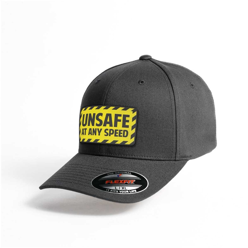UNSAFE Suede Patch Flat Bill|V-Flexfit Twill Cap|Black|Grey|Royal Blue|S/M|L/XL