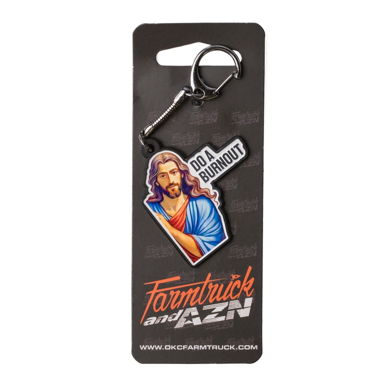 Jesus Do a Burnout – Metal Keychain