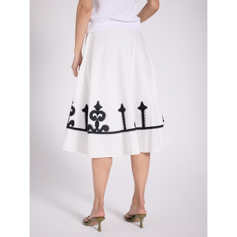 Jupe coton Pietro|Blanc pur / noir|S|M|L