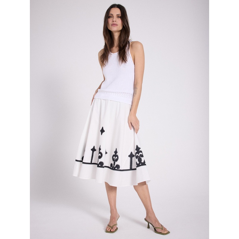 Jupe coton Pietro|Blanc pur / noir|S|M|L