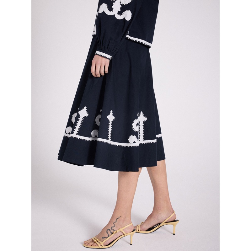 Jupe coton Pietro|Marine / blanc pur|S|M|L