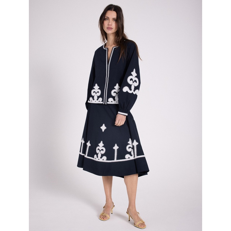 Jupe coton Pietro|Marine / blanc pur|S|M|L