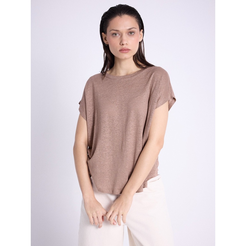 T-shirt lin Zoe|Toasted nut|S|M|L