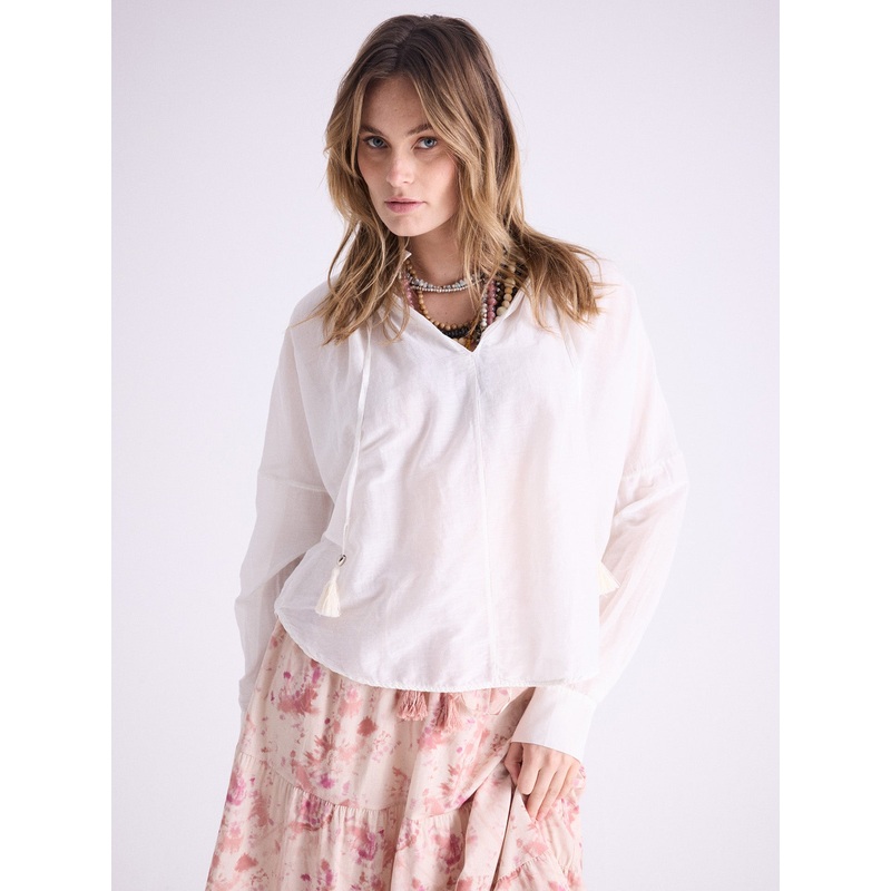 Blouse coton soie Leonelle|Cloudy cream|S|M|L