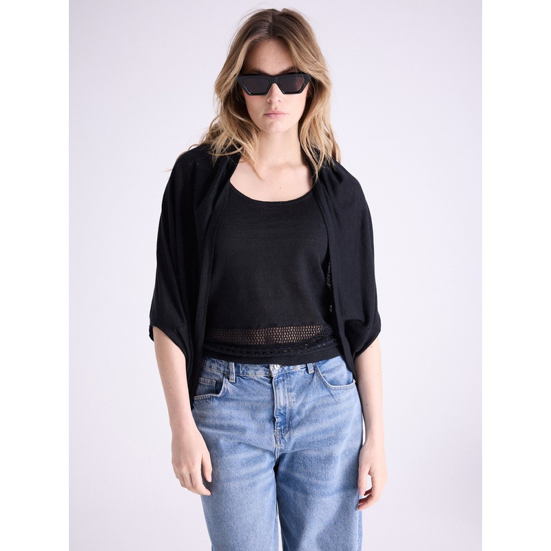 Cape lin Mireille|Noir|S/M